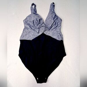 Thyme Black and Gray Women's One-Piece Swimsuit